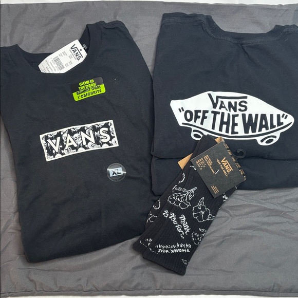 Vans Other - Vans Black Long Sleeve Glow In The Dark. Black Logo Short Sleeve& Vans Crew 🧦